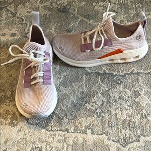 On Running Purple and Orange Sneakers with Gradient Design